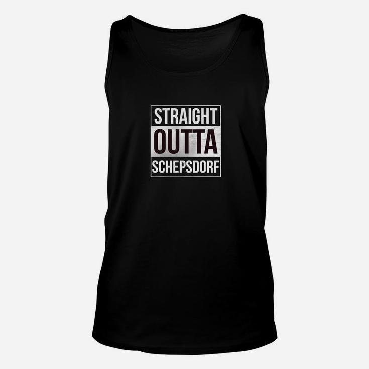 Straight Outta Schepsdorf Schwarzes Unisex TankTop, Schriftzug-Design