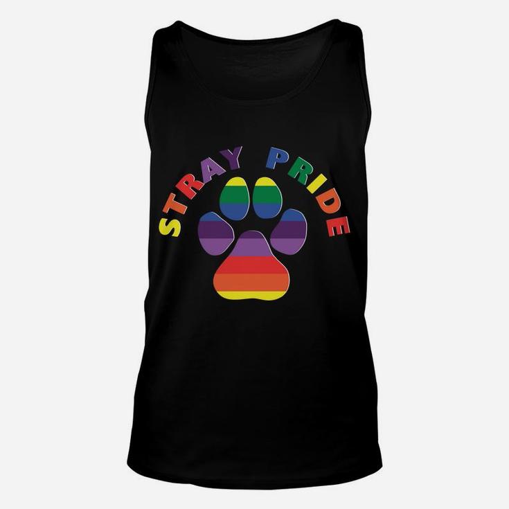 Stray Pride Rainbow Paw Print Dog Adoption Unisex Tank Top