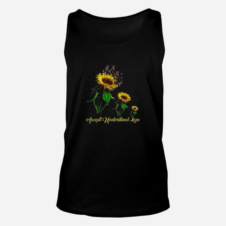 Sunflower Accept Understand Love Autism Awareness Month Gift Unisex Tank Top