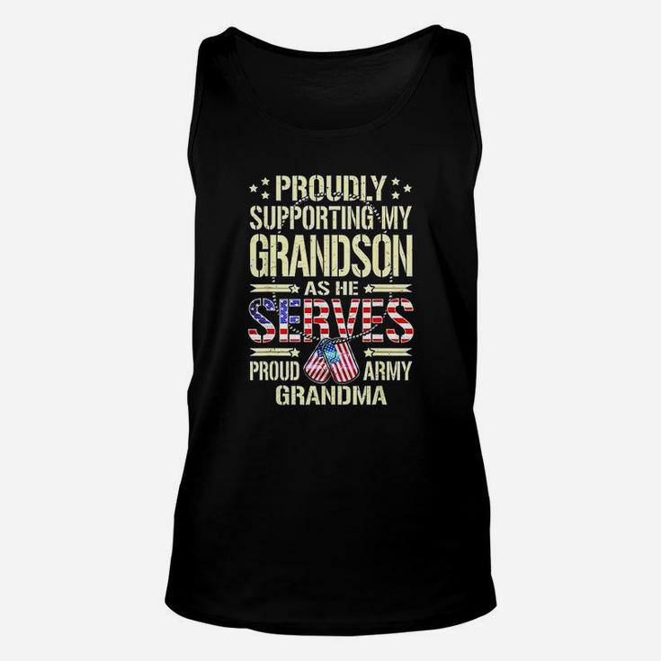 Supporting My Grandson As He Serves Proud Army Grandma Unisex Tank Top