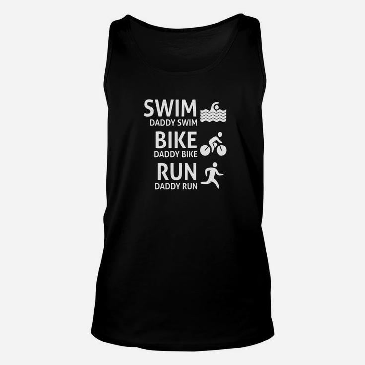 Swim Bike Run Daddy Funny Triathlon Dad Unisex Tank Top