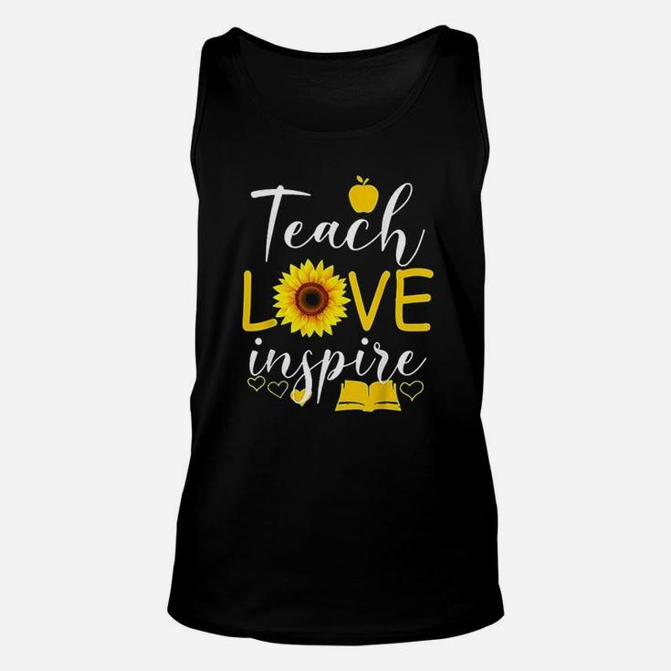 Teach Love Inspire Sunflower Teacher Funny Gift Unisex Tank Top