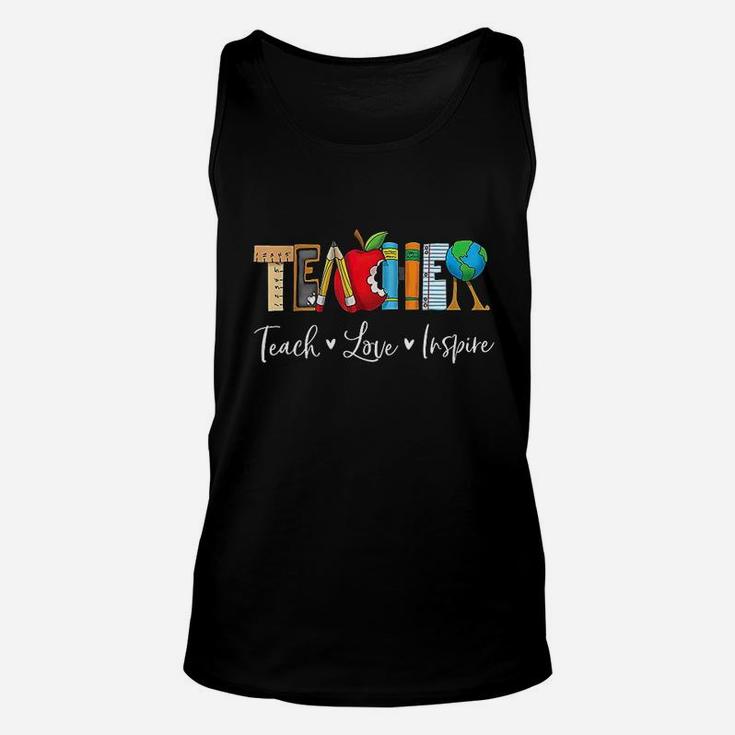 Teach Love Inspire Teacher Teaching Appreciation Day Week Unisex Tank Top