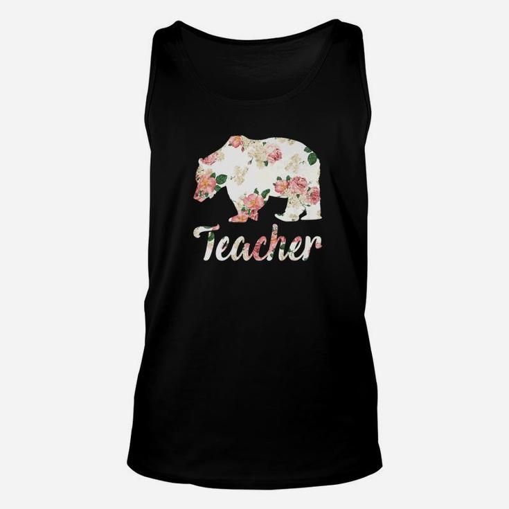 Teacher Bear Floral Family Christmas Matching Gift Unisex Tank Top