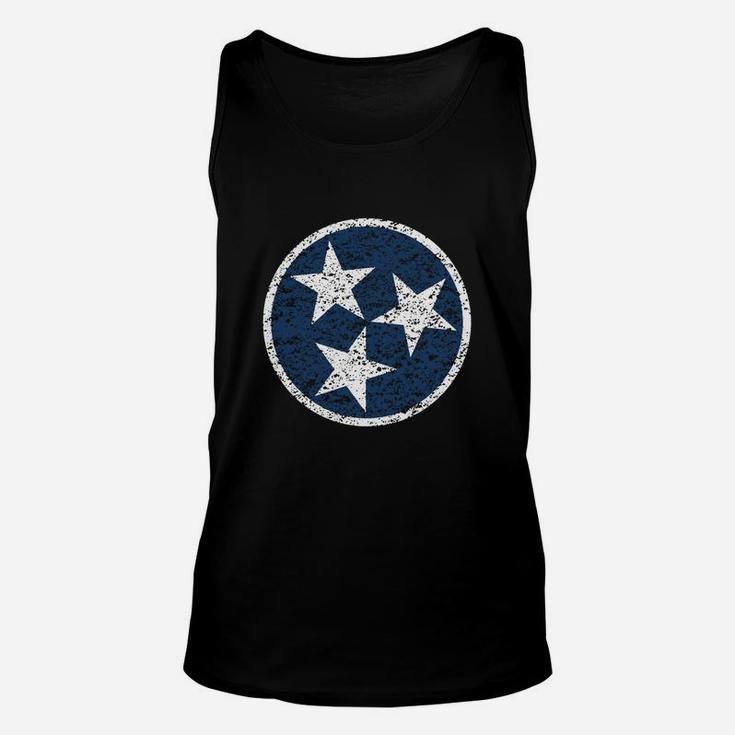 Tennessee Flag Symbol - Blue Distressed T-shirt Unisex Tank Top