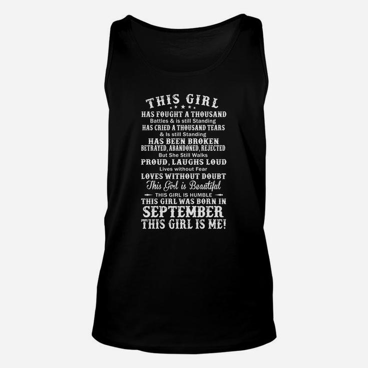 This Girl Is Beautiful Was Born In September Unisex Tank Top