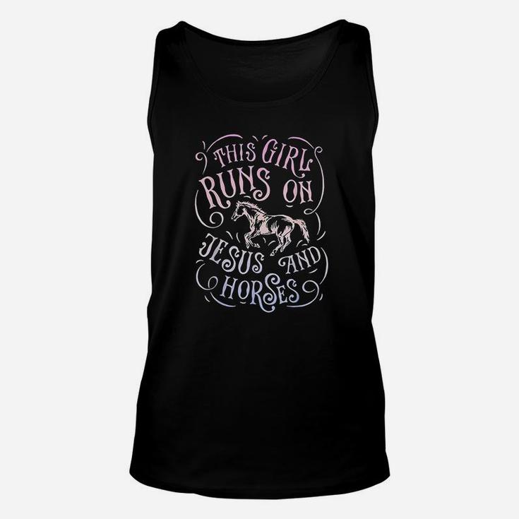 This Girl Runs On And Horses Horse Riding Equestrian Unisex Tank Top