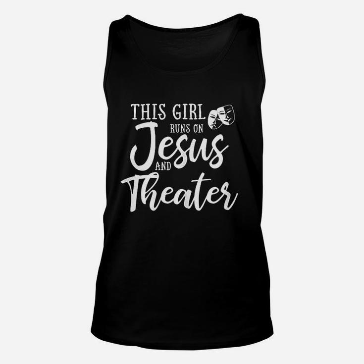 This Girl Runs On Jesus And Theater Christian Gift Unisex Tank Top