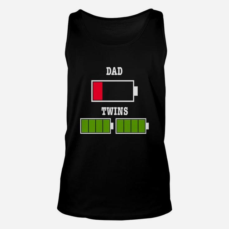 Tired Dad Low Battery Twin Father Fathers Day Xmas Gift Unisex Tank Top