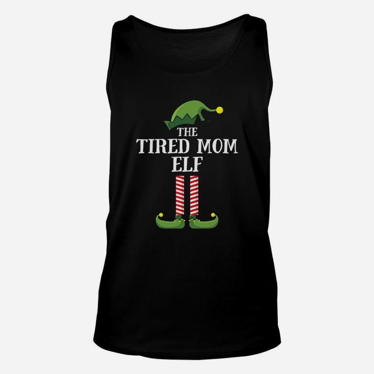 Tired Mom Elf Matching Family Group Christmas Party Pajama Unisex Tank Top