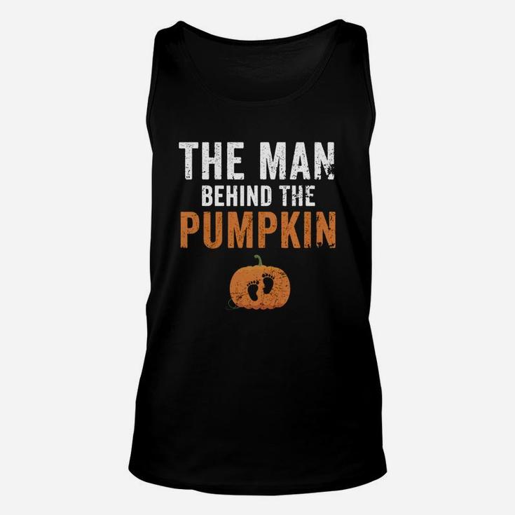 Top Mens Expecting The Man Behind The Pumpkin Halloween New Dad Shirt Unisex Tank Top