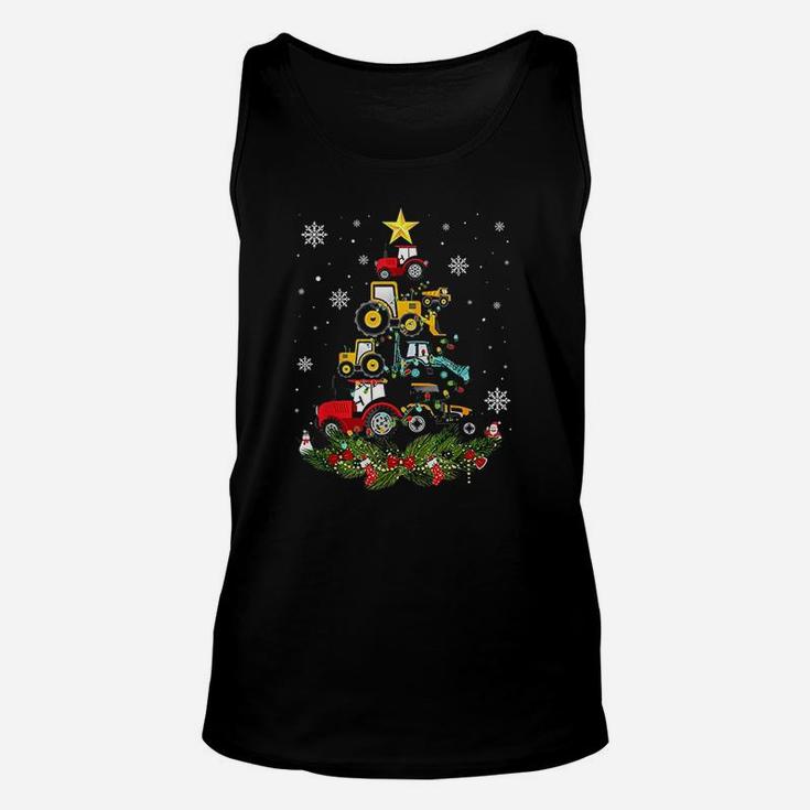 Tractor Christmas Tree Gift Holiday Tractor Funny Xmas Gift Unisex Tank Top