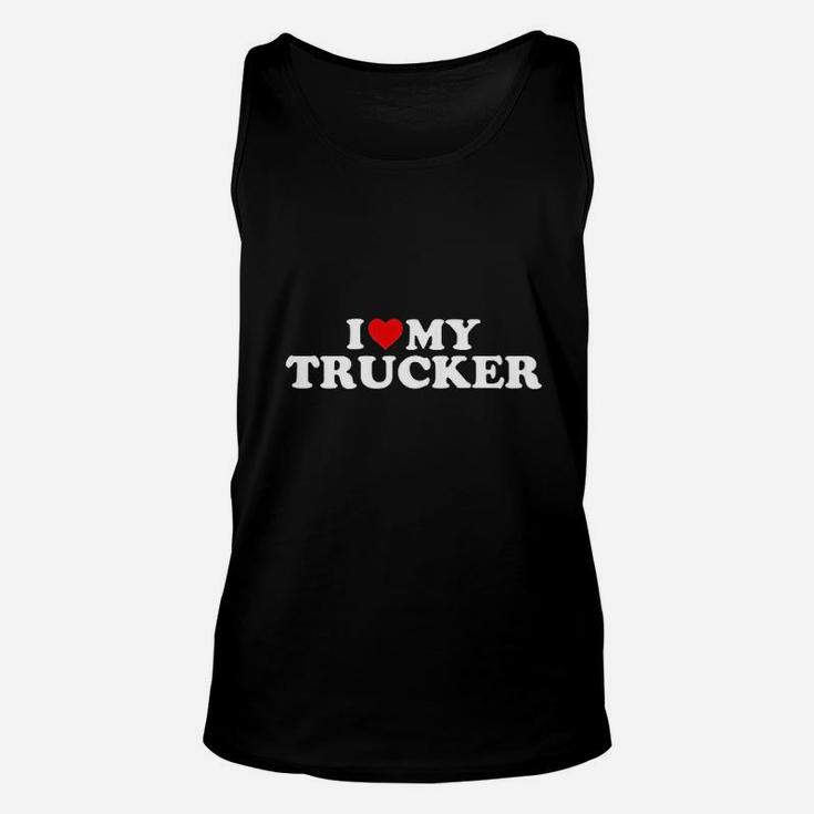 Truck Driver Wife I Love My Trucker With Heart Unisex Tank Top