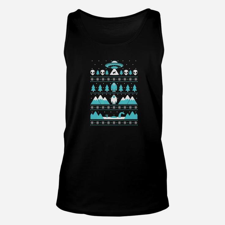 Ugly Christmas Bigfoot Alien Abduction Ufo Shirt Funny Gift Unisex Tank Top