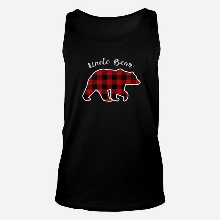 Uncle Bear Men Red Plaid Christmas Pajama Family Gift Unisex Tank Top