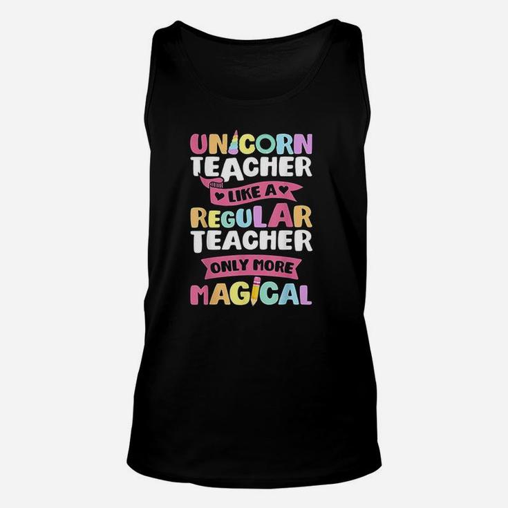 Unicorn Teacher Funny Women Teachers Back To School Unisex Tank Top
