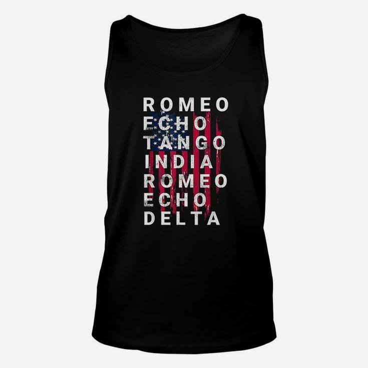 Us Army Retired Phonetic Military Alphabet Gift Unisex Tank Top