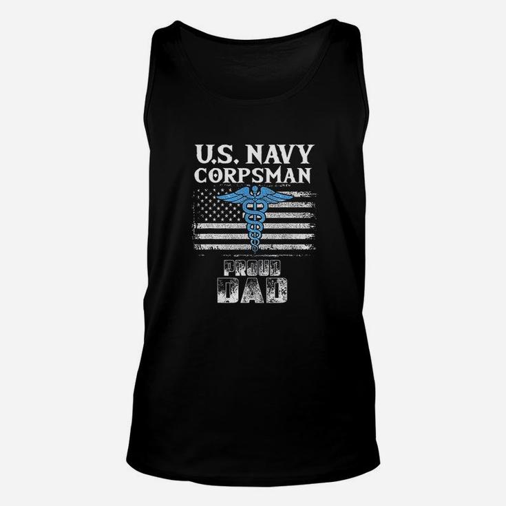 Us Navy Corpsman Proud Dad Awesome Fathers Day Gift Unisex Tank Top