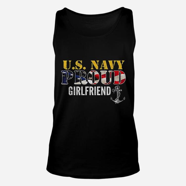 Us Proud Navy Girlfriend With American Flag Military Veteran Unisex Tank Top