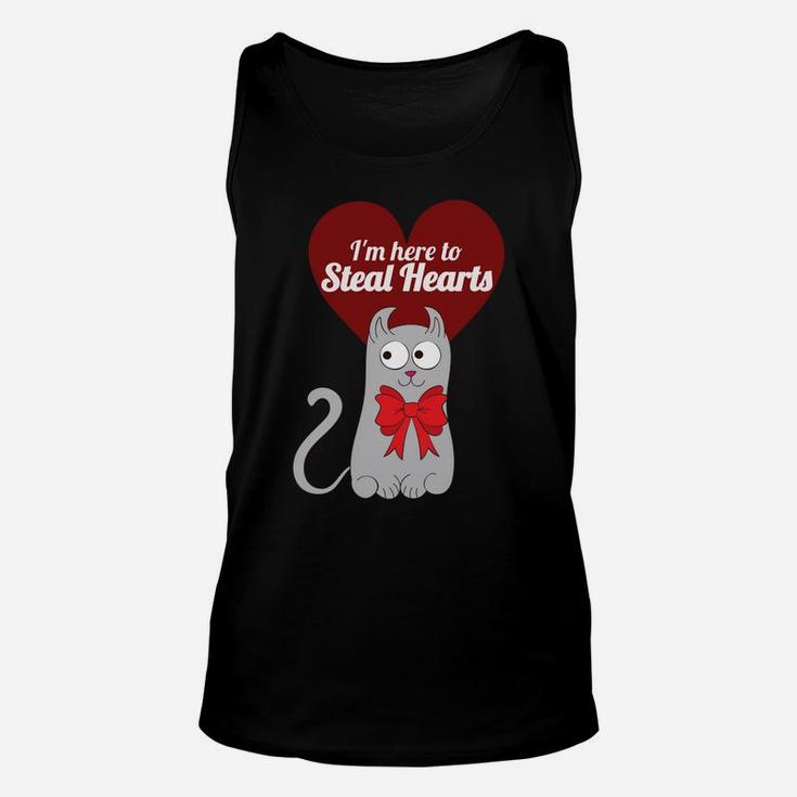 Valentines Cat Lover Heart Red Stealing Hearts Gift Unisex Tank Top
