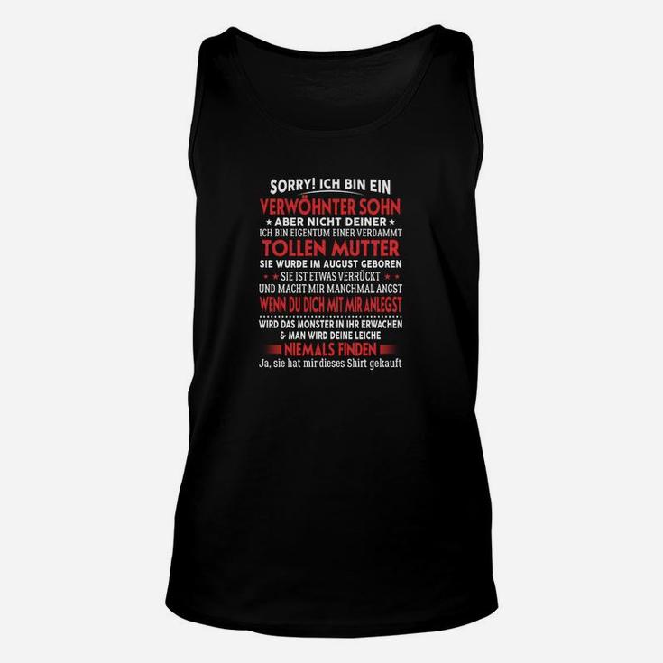 Verwöhnter Sohn Schwarzes Unisex TankTop mit Spruch, Humorvolles Tee