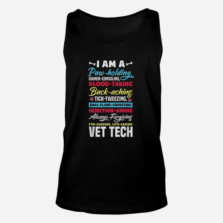Vet Tech Paw Holding Funny Veterinary Technician Gift Unisex Tank Top