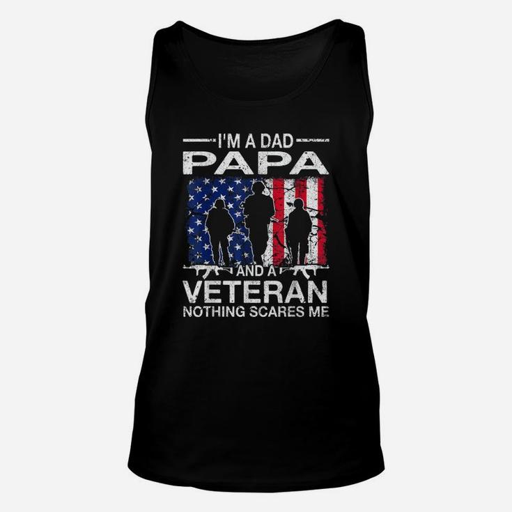Veteran Dad Papa Nothing Scares Me American Flag Unisex Tank Top