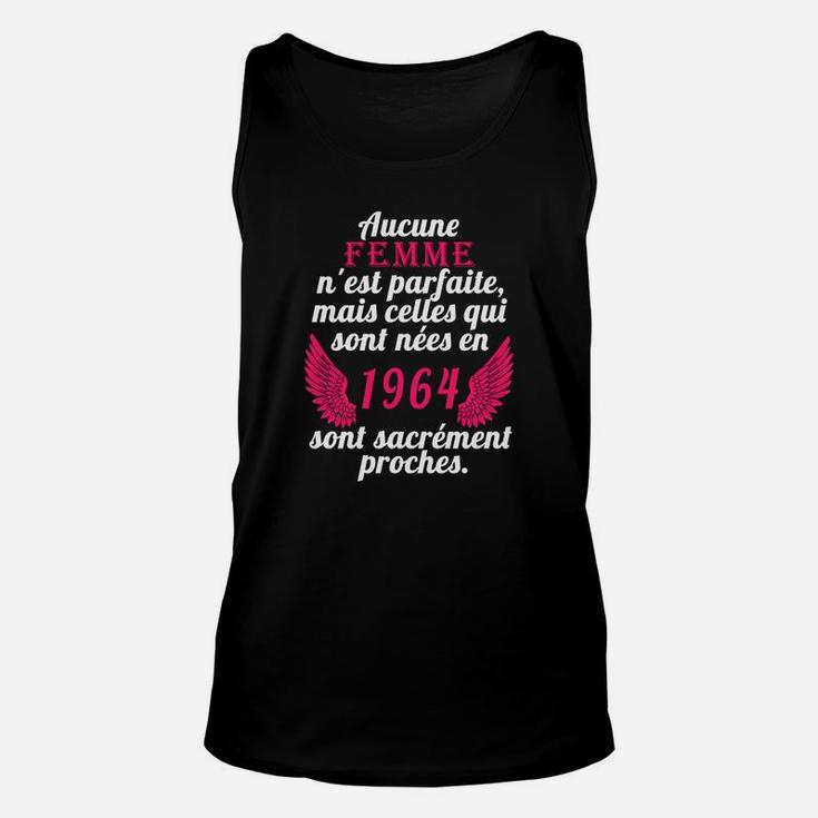 Vintage 1964 Geburtstags-Unisex TankTop, Französischer Spruch Damen Tee mit Flügeln