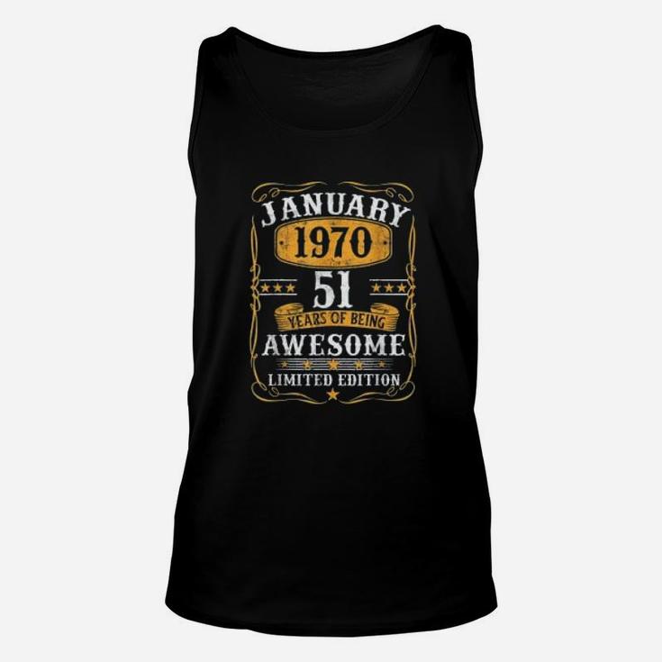 Vintage 1970 52nd Years Old Gifts Vintage January 1970 Unisex Tank Top