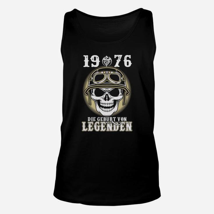 Vintage 1976 Motorrad-Schädel Unisex TankTop, Legenden Geburt, Schwarz