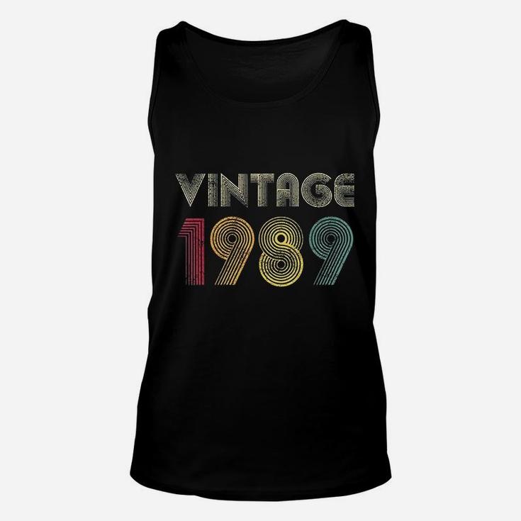 Vintage 1989 33rd Birthday Gift Retro 33 Years Old  Unisex Tank Top