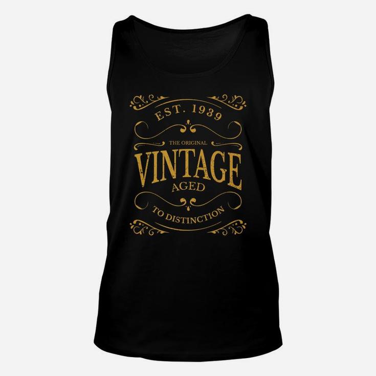 Vintage 80th Birthday Whiskey Wine Label  Unisex Tank Top