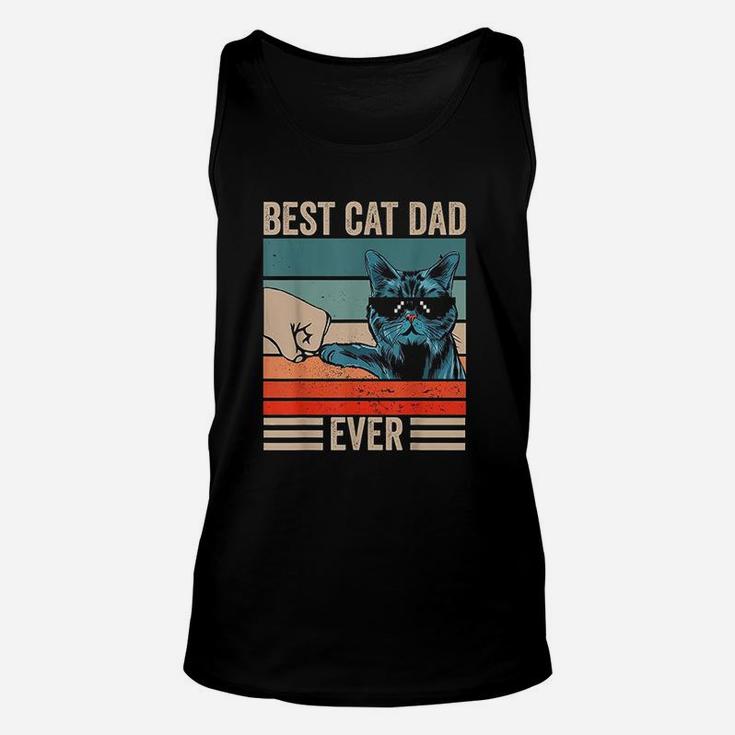Vintage Best Cat Dad Ever Bump Fist Fathers Day Gifts Unisex Tank Top