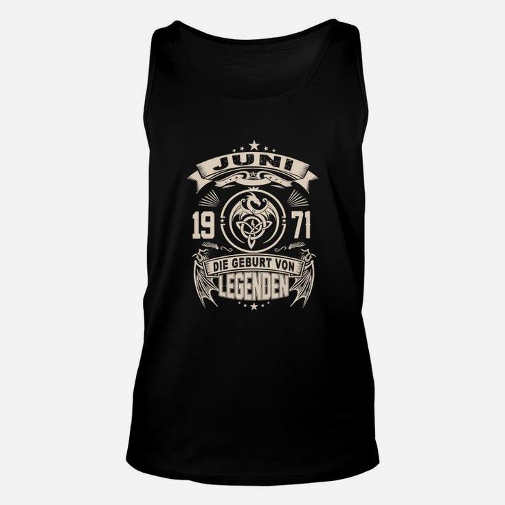 Vintage Juni 1971 Geburt von Legenden Schwarz Unisex TankTop, Retro Geburtstags-Unisex TankTop