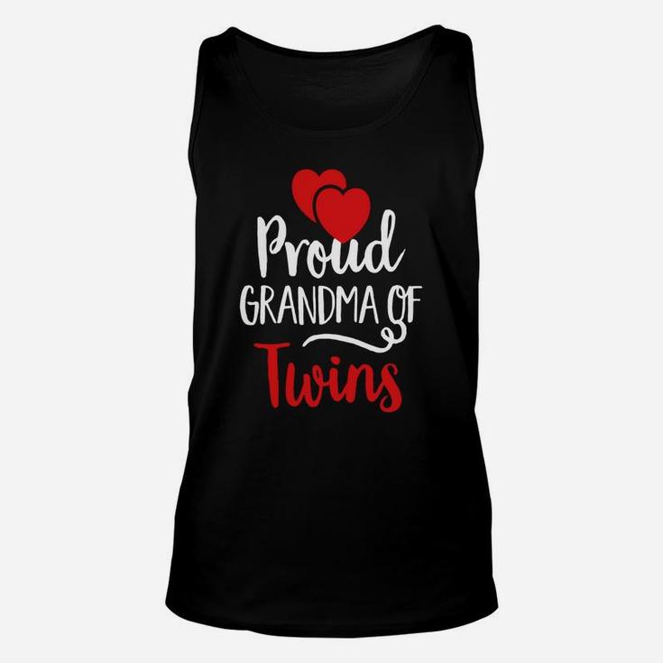 Vintage Red Hearts Love Proud Grandma Of Twins Unisex Tank Top