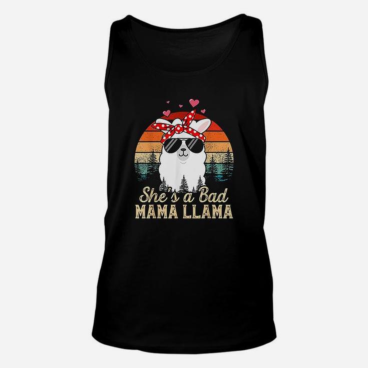 Vintage Sunset Shes A Bad Mama Llama Funny Mother Days Unisex Tank Top