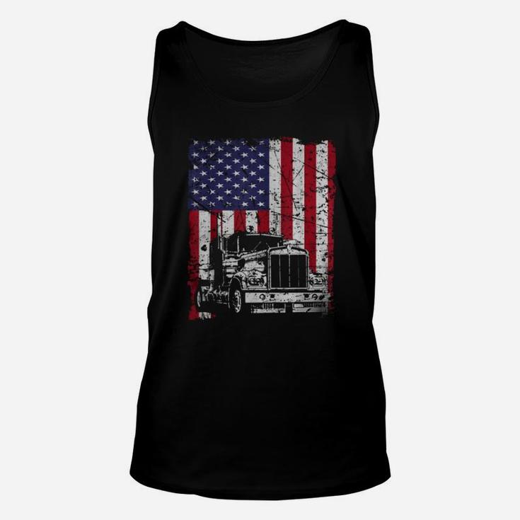 Vintage Truck Driver American Flag Trucker Shirt Unisex Tank Top