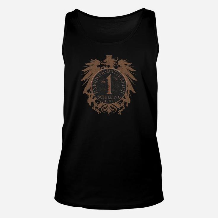 Vintage-Uhr und Flügel Motiv Unisex TankTop in Bronzeoptik, Schwarzes Retro Tee