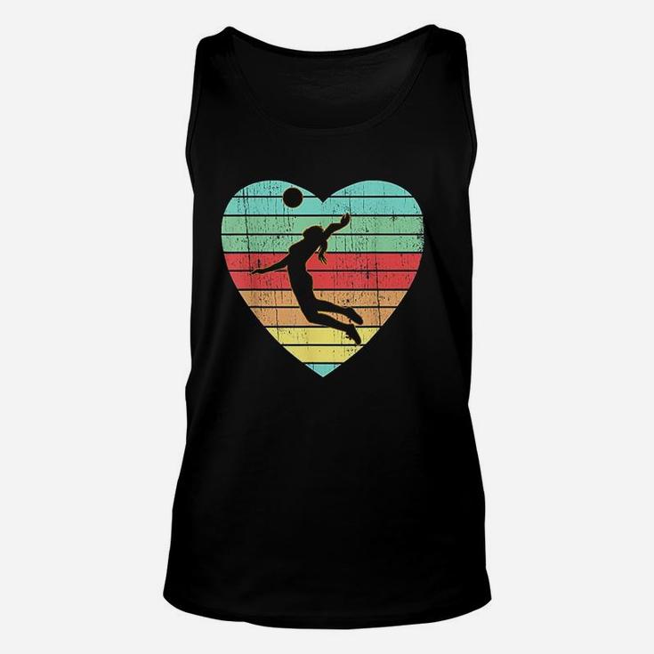 Vintage Valentines Day Heart Gifts Volleyball Player Girl Unisex Tank Top