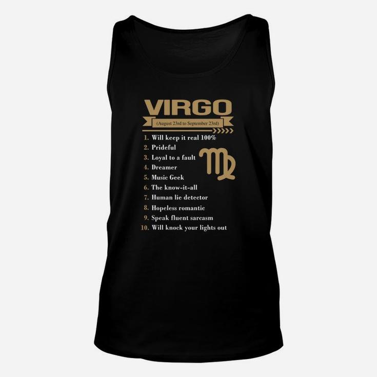 Virgo Queens, Virgo Kings, Virgo Facts T Shirts Unisex Tank Top