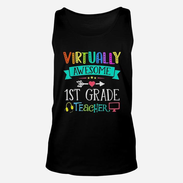 Virtual First Grade Teacher Home Learning Back To School Unisex Tank Top