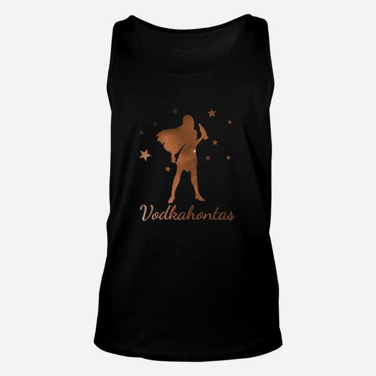 Vodkahontas Unisex TankTop Schwarz mit Goldglanz-Motiv, Lustiges Party-Unisex TankTop