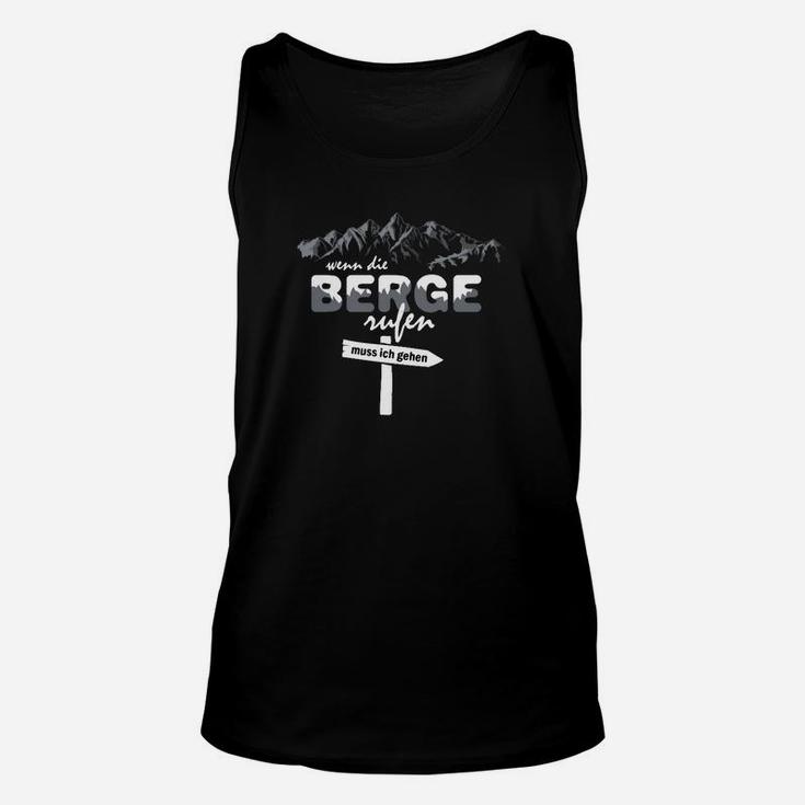 Wanderlust Schwarzes Unisex TankTop mit Berg-Motiv, 'Wenn die Berge rufen'