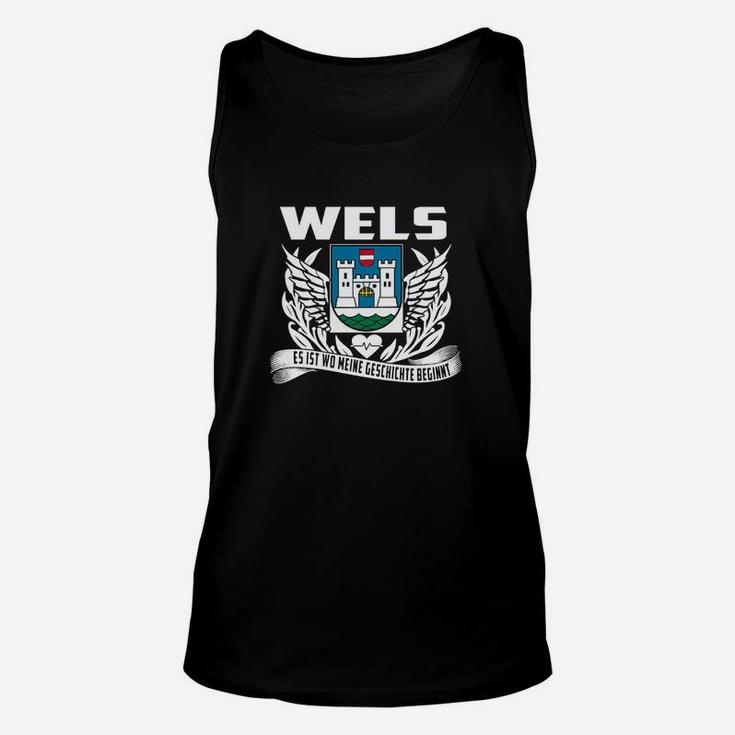 Wels Stadt Wappen Unisex TankTop, Flügel & Slogan Design