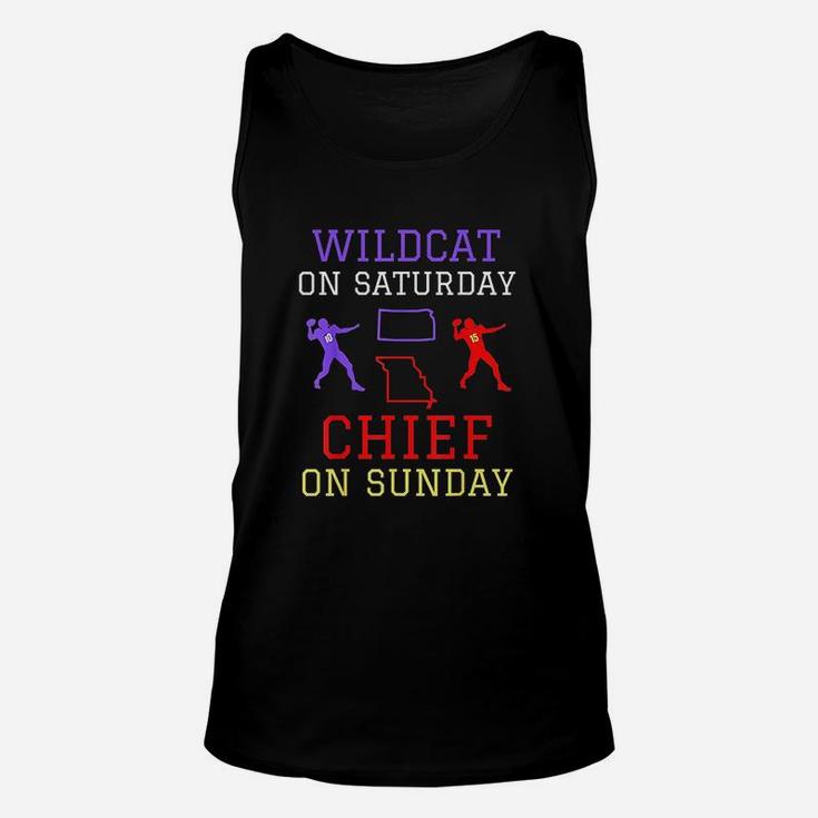 Wildcat On Saturday Chief On Sunday Kansas City Football Unisex Tank Top