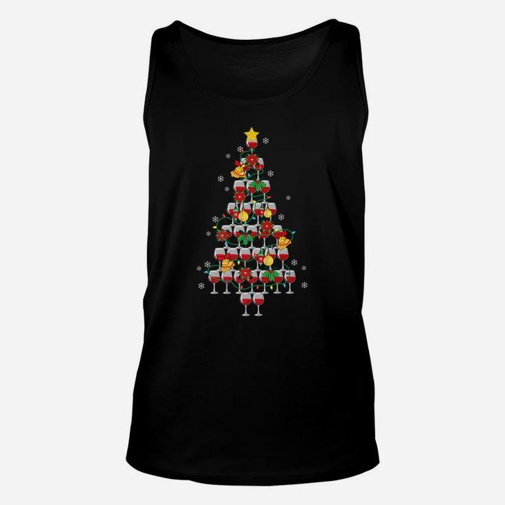 Wine Glass Christmas Tree Funny Holiday Gift Unisex Tank Top