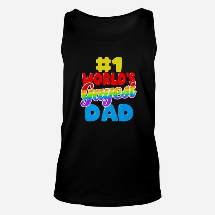 Worlds Gayest Dad Funny Gay Pride Lgbt Fathers Day Gift Premium Unisex Tank Top