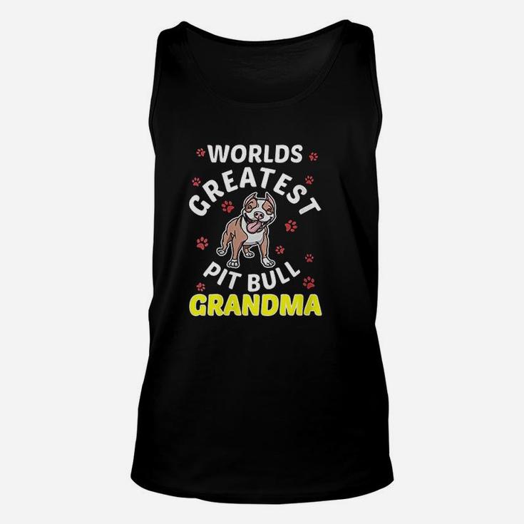 Worlds Greatest Pitbull Grandma Love My Dog Paw Gifts Unisex Tank Top