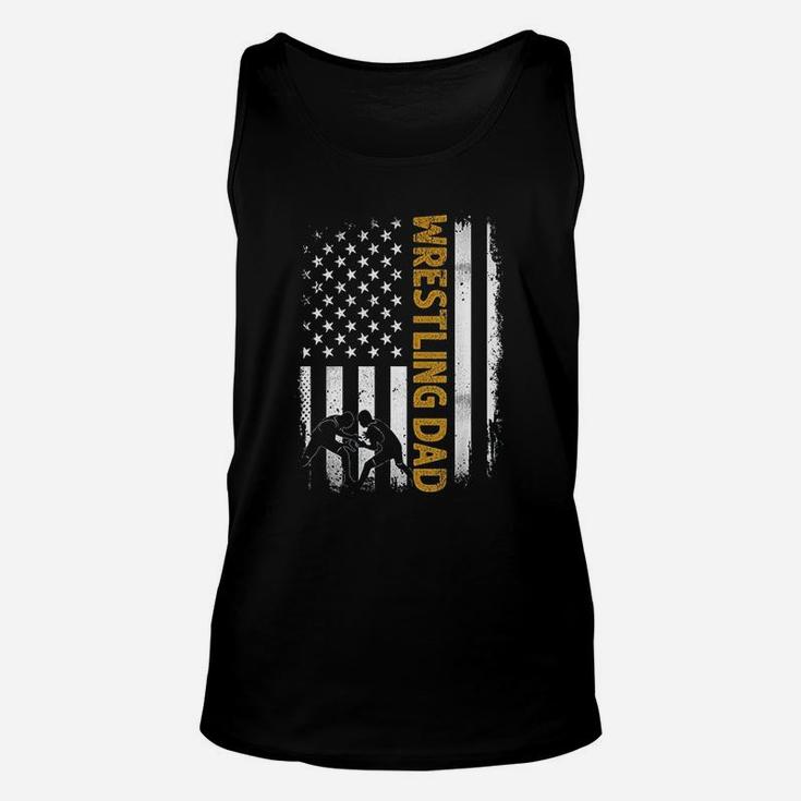 Wrestling Dad American Flag 4th Of July Fathers Day Unisex Tank Top