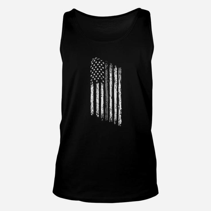 Yellow Dog Tattered American Flag Thin Silver Line Corrections Officer Unisex Tank Top